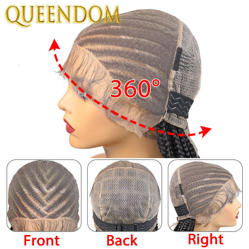 36 Inch Synthetic Braid Lace Frontal Faux Locs Middle Parted Tribal Braids For Black Women Jumbo Box Braided Cornrow Wig