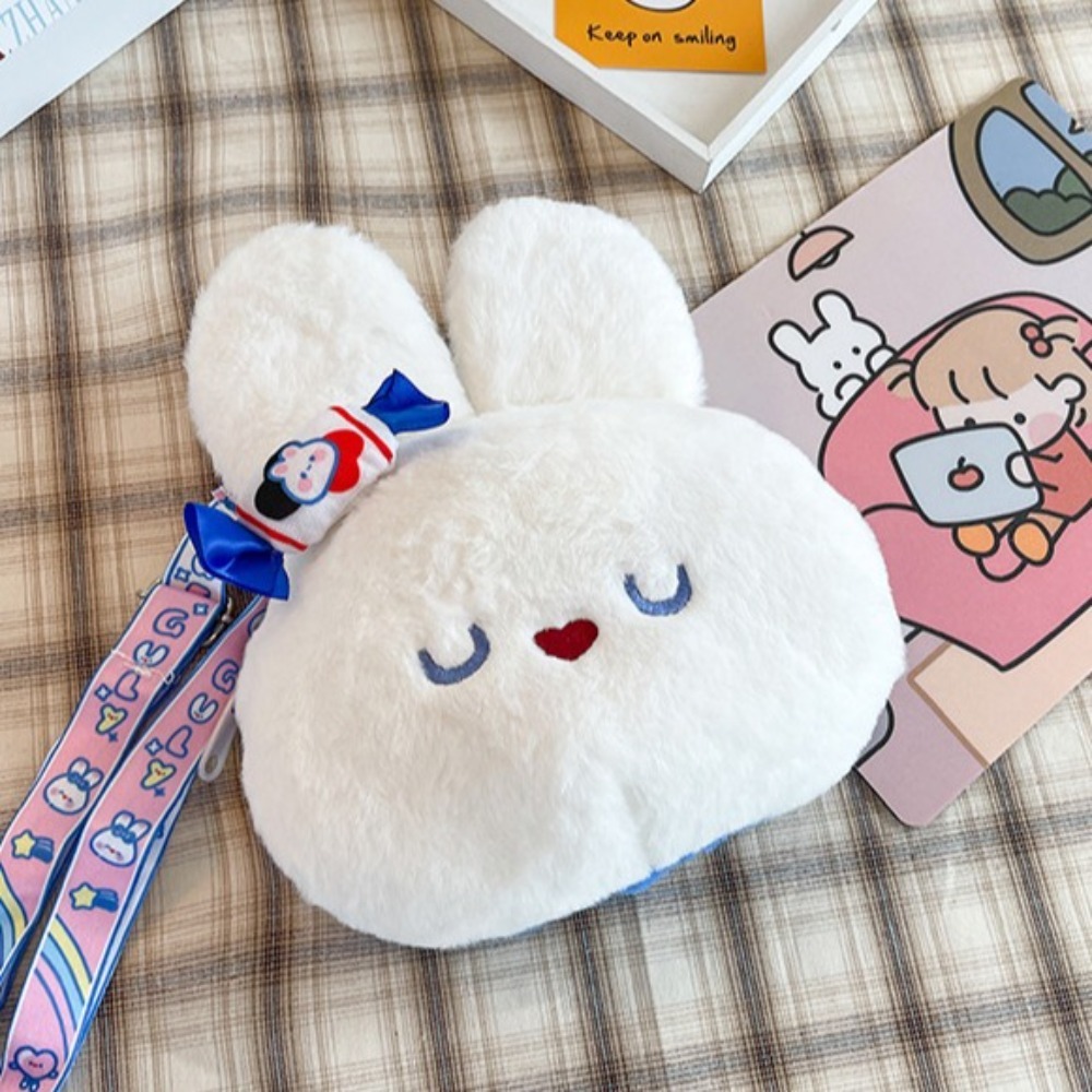 Casual Girly Rabbit Handbag Rabbit Cartoon Single Shoulder Bag Comfortable Plush Korean Style Plush Crossbody Bag Girls