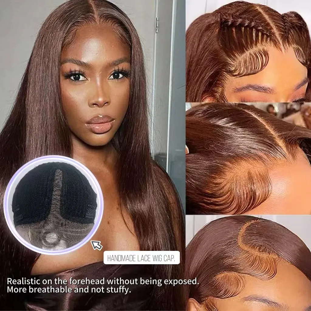 Straight 13x4 ful 30 Inch Lace Front Wigs Simulation Human Silk Synthetic Wig Long Hair Heat Resistant For Black Woman