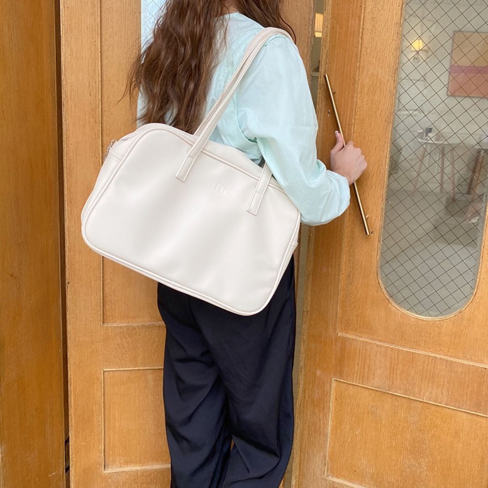 PU Leather PU Shoulder Bag Korean Style Large Capacity Underarm Bag Fashion Design Preppy Style Solid Color Handbag Outdoor
