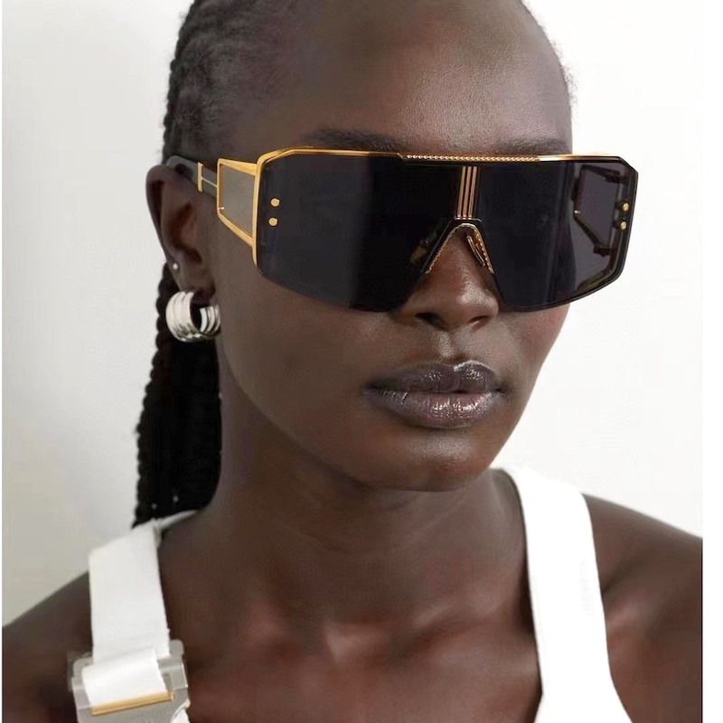 Extra Large Sunglasses Men Big Cool Steampunk Thick Oversized Sun Glasses Mens y2k Wrap Around Cyberpunk Futuristic Personalized Metal Punk Goggle S19