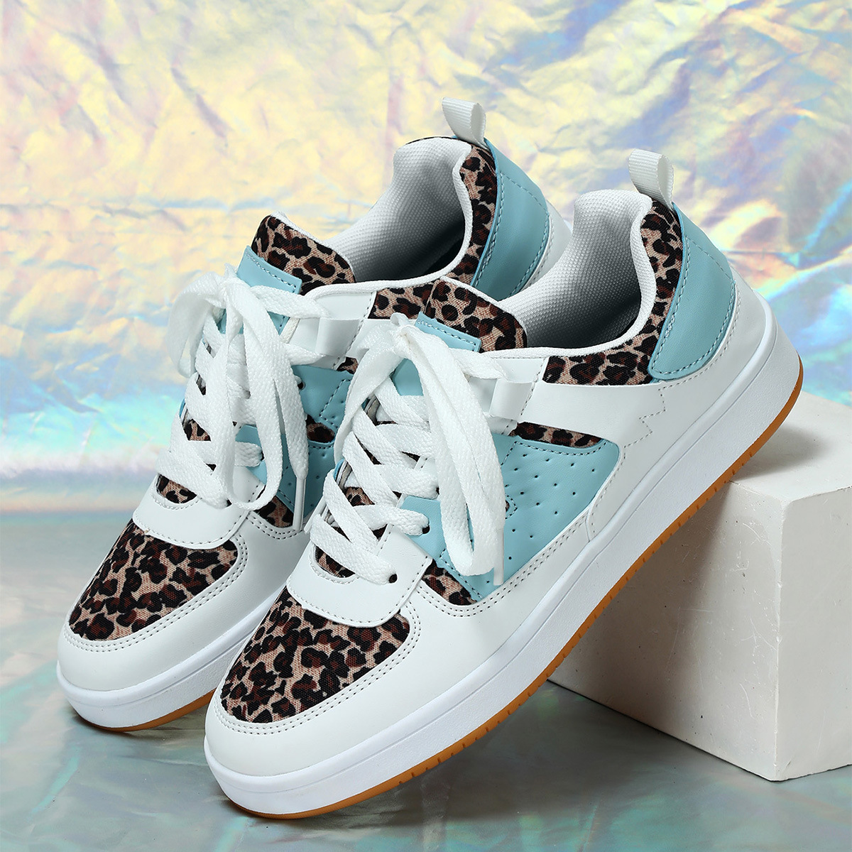 Men Women Casual Shoes Pink Leopard Lace Up Gym Jogging Non-Slip Mens Flat Heel Shoes