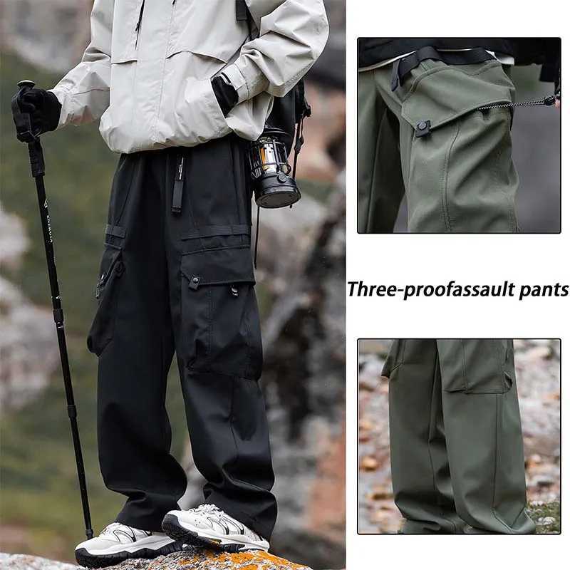 Mens Waterproof Hiking Pants Breathable Fishing Camping Huntting Outdoor Windproof Sport Pants Multi-Pockets Casual Trousers LX241107