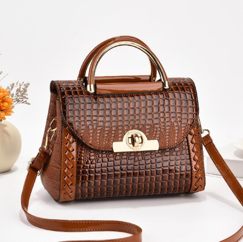 Fashion Top Handle Satchel Crocodile Pattern Crossbody Bag, Women's Elegant Handbag, Shoulder Bag & Purse