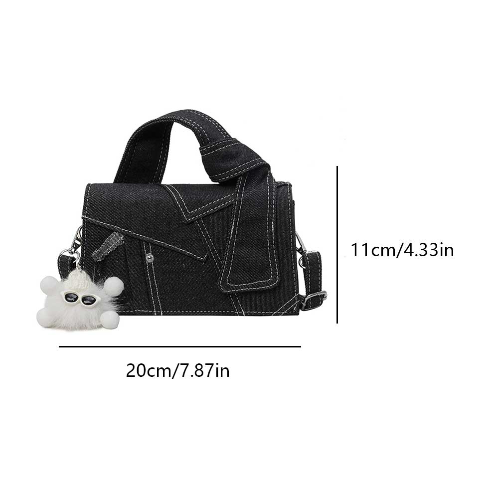 Denim Small Tote Bag Magnetic Button Shoulder Bag Adjustable Strap Women Top-Handle Bag Satchel Purse Commuter Travel Bag