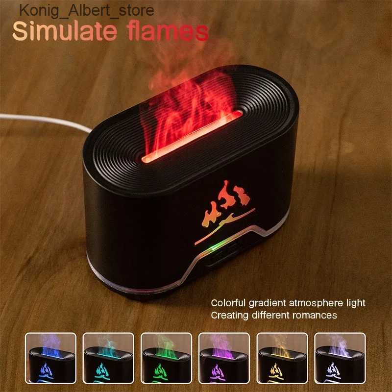 Aromatherapy 300ML remote control flame aroma diffuser air humidifier ultrasonic atomizer essential oil flame lamp 7-color diffuser L240910