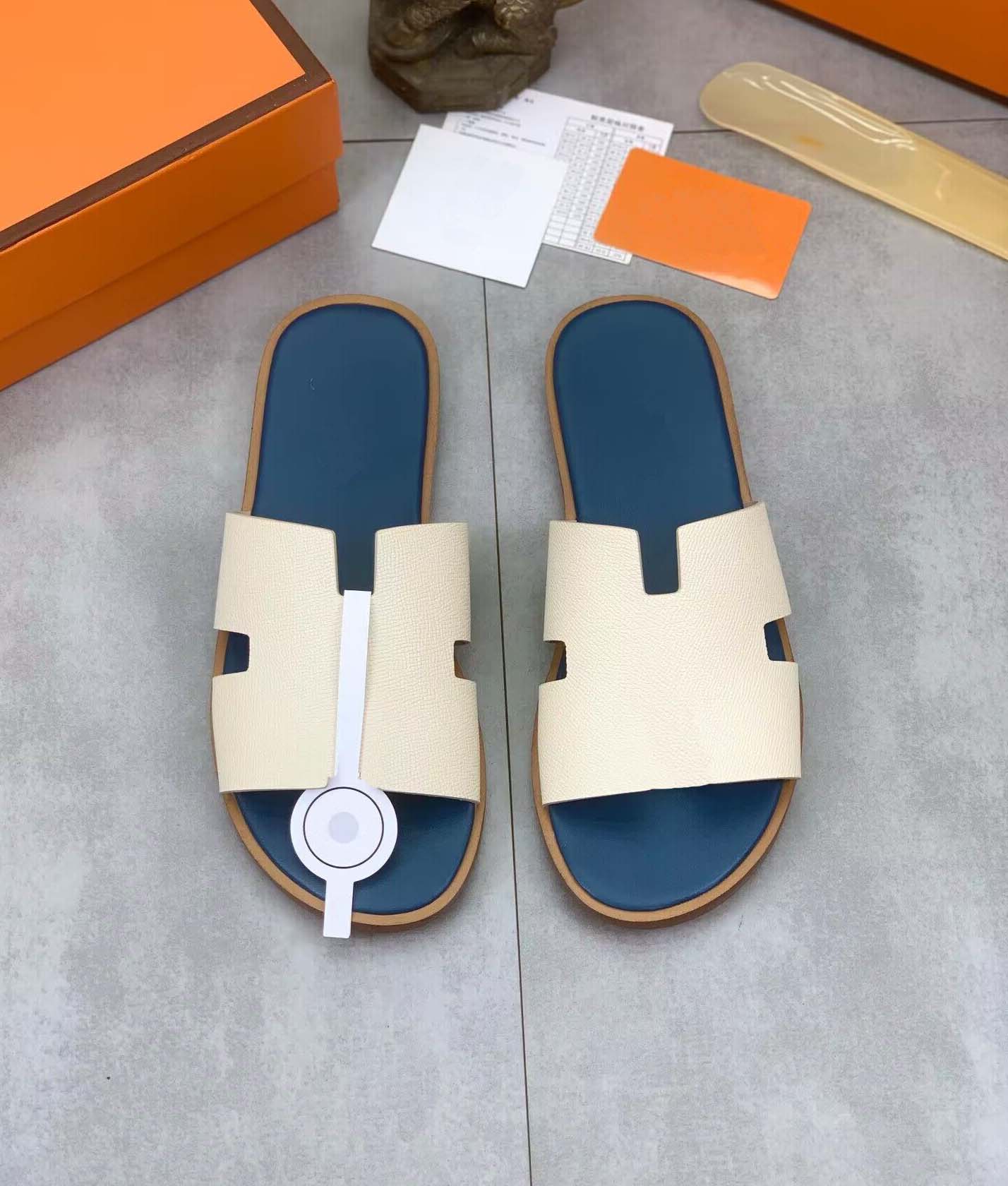 Summer Men mules sandal slippers designer sandals izmir flip flop leather heritage calfskin sandals summer lazy large fashion home beach casual slides 38-45Box