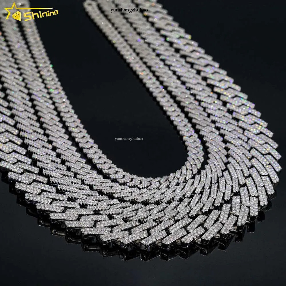 Iced out vvs 2 rows miami gold Men and women necklace sterg sier dia moissanite cuban k chain