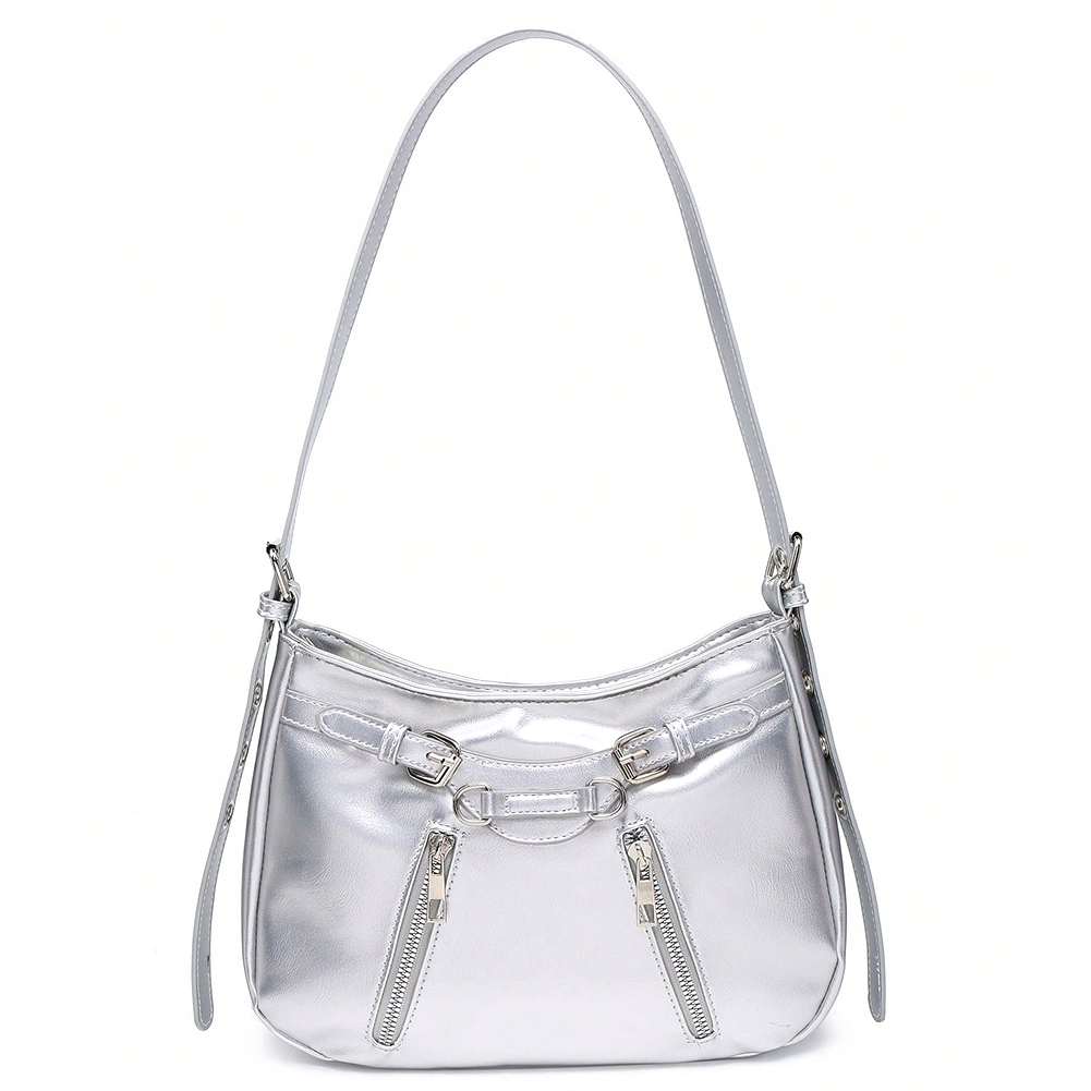 Shoulder Bag for Women Y2K Handbag PU Leather Adjustable Strap Hobo Bag with Zipper Clutch Purse for Work Travel