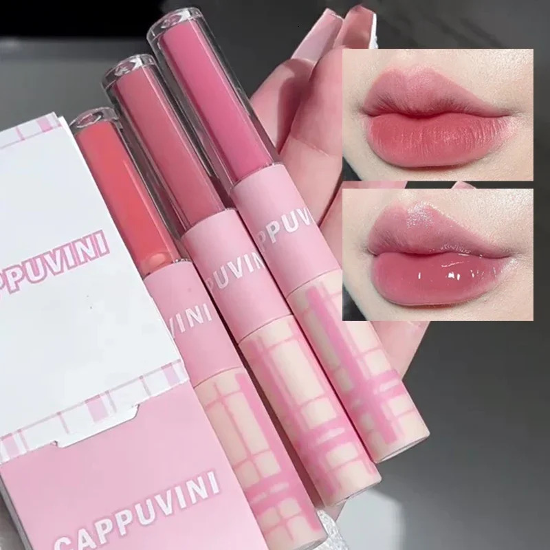 Double sided lipstick sexy and lasting red lipstick full gloss mirror and matte velvet liquid lipstick Korean cosmetics 241107