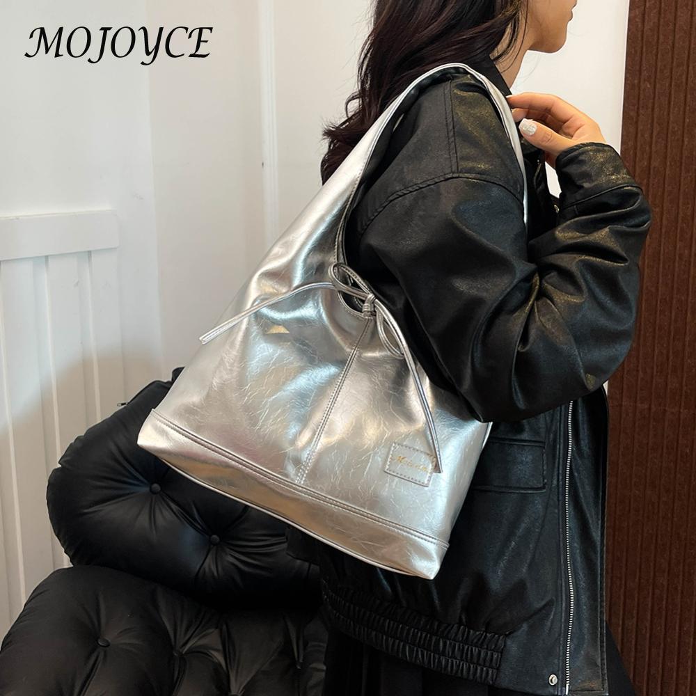 Women PU Bow Shoulder Bag Casual Underarm Bag with Small Pouch Stylish Shoulder Purse Fashion Shoulder Bag Outdoor Travel Bag