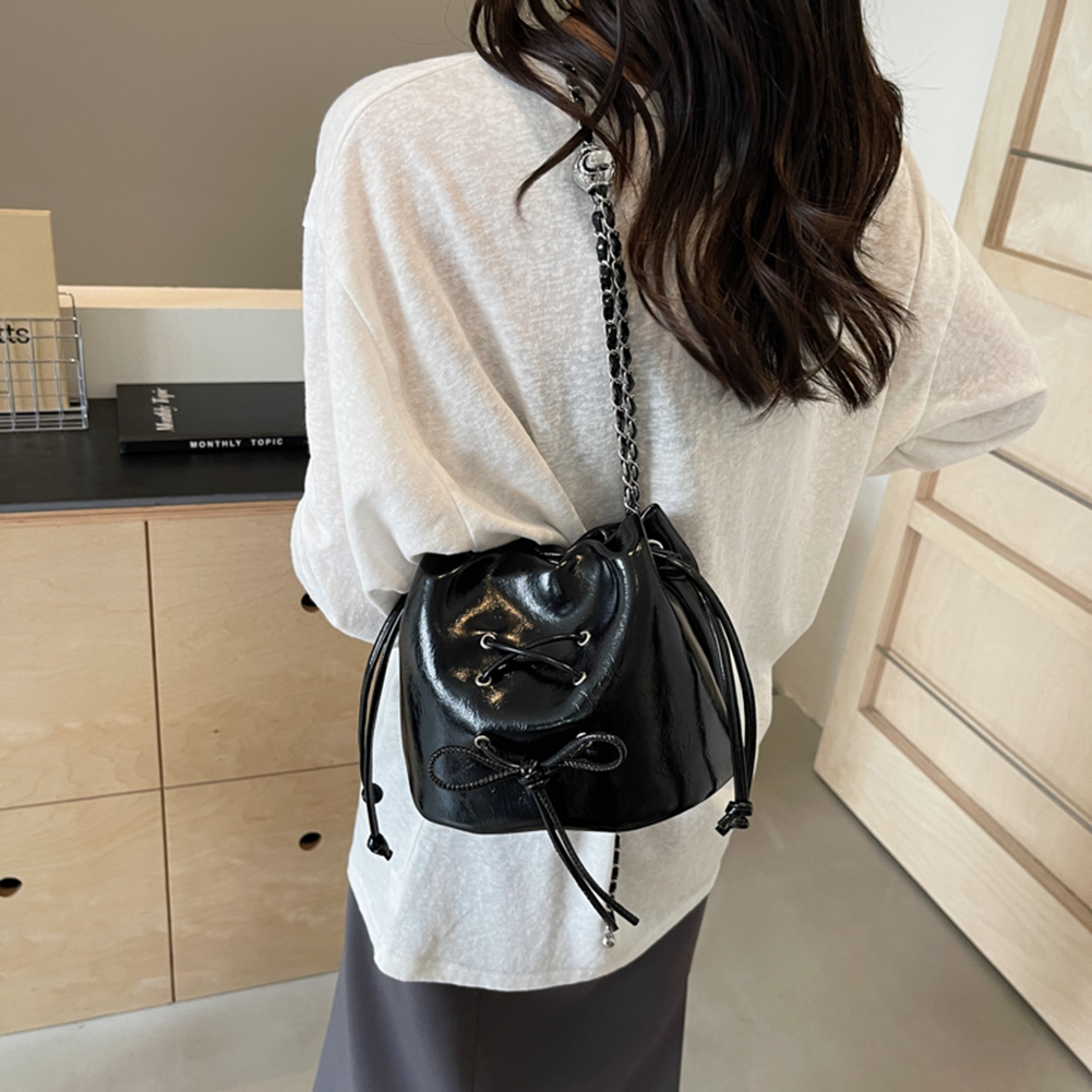 Women Luxury Shoulder Bag Solid Color Daily Tote Handbag Adjustable Strap Bucket Crossbody Bag Ladies Outdoor Bag