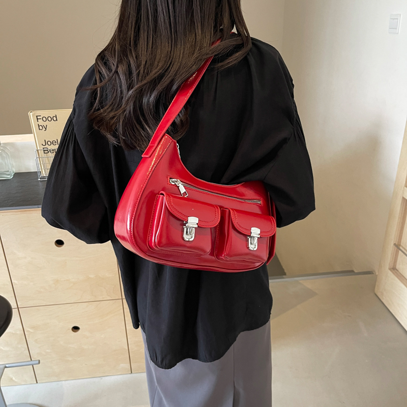 Women Stylish Crossbody Bag Large Capacity PU Underarm Bag Casual Satchel Bag Adjustable Strap Multi-pockets Outdoor Travel Bag