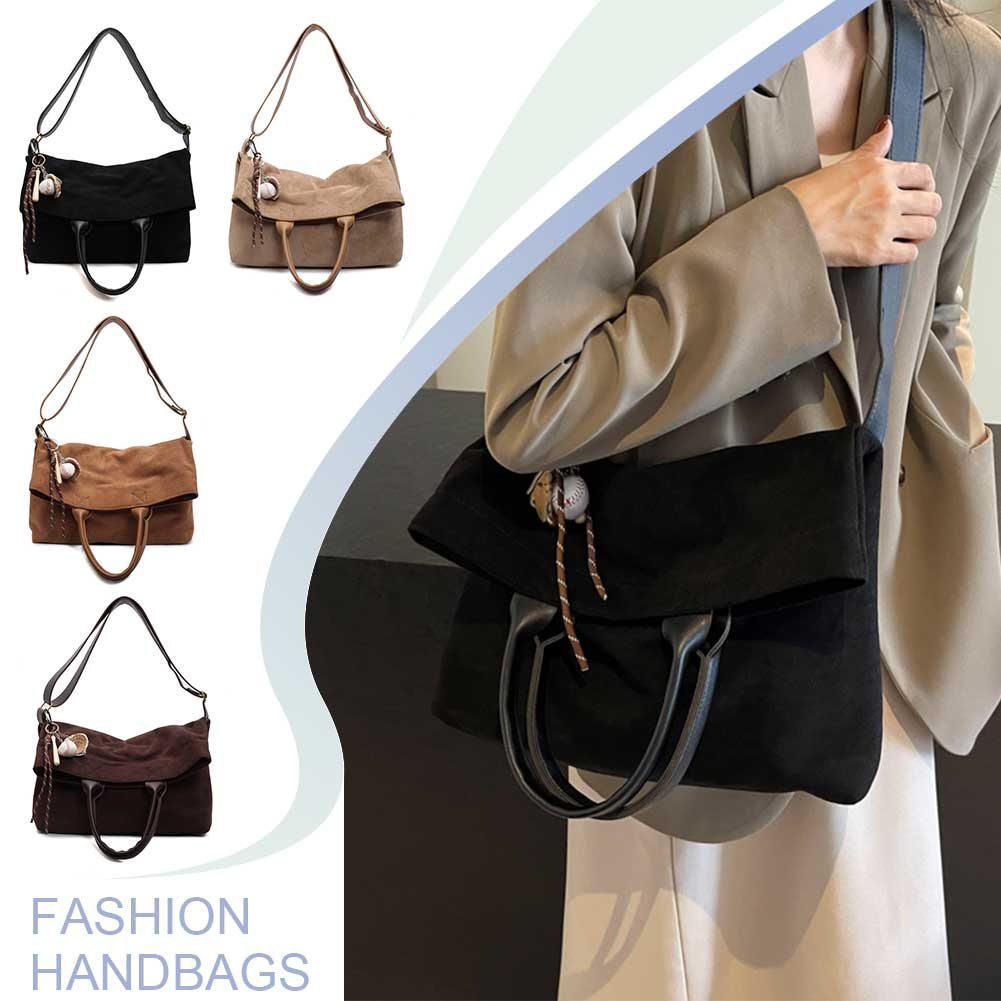 Women Fashion Crossbody Bag Faux Suede All Match Tote Handbag Adjustable Strap Casual Satchel Bag Female Commute Bag