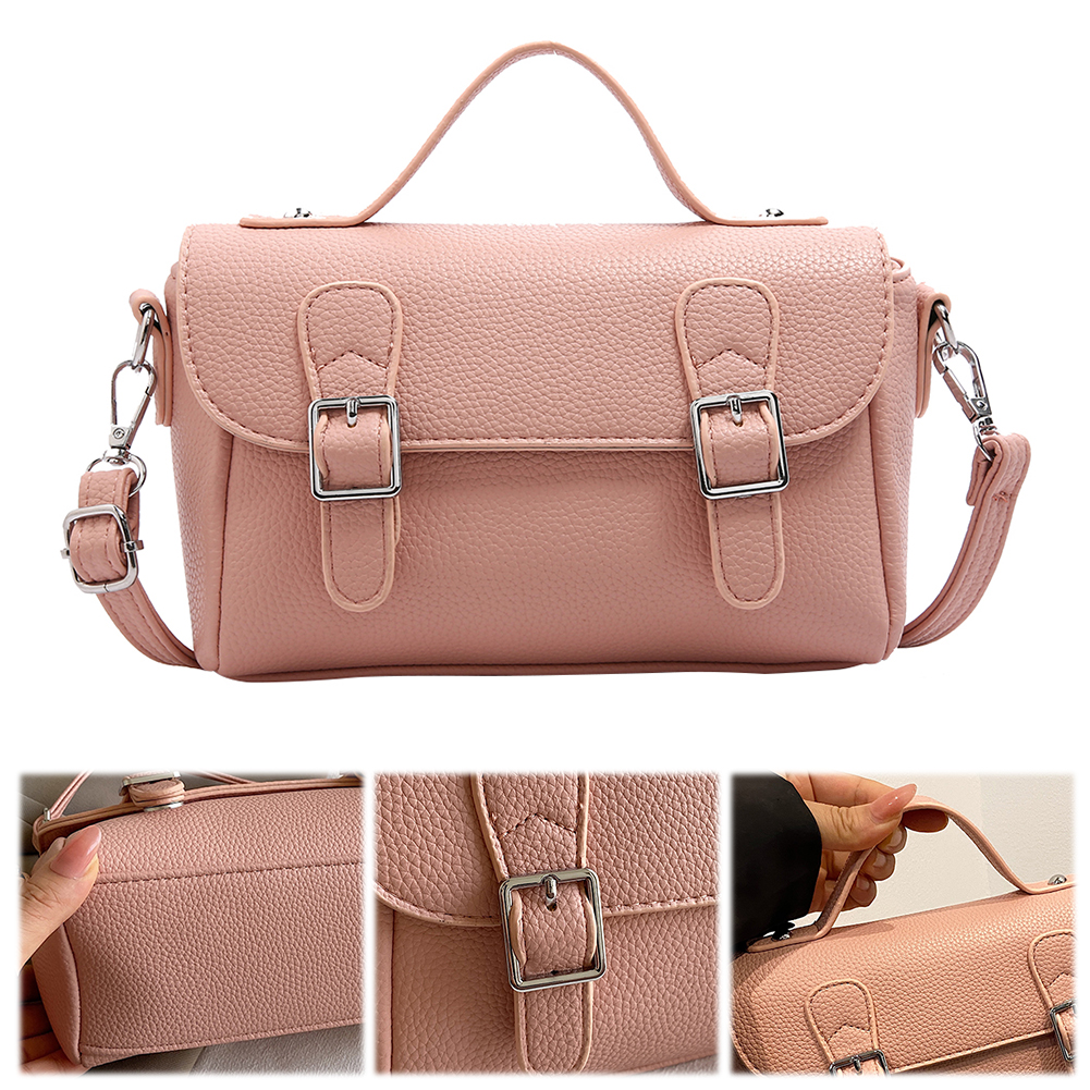 Women PU Flap Shoulder Bag Solid Color Vintage Messenger Bag Adjustable Strap Fashion Handbag Outdoor Travel Bag