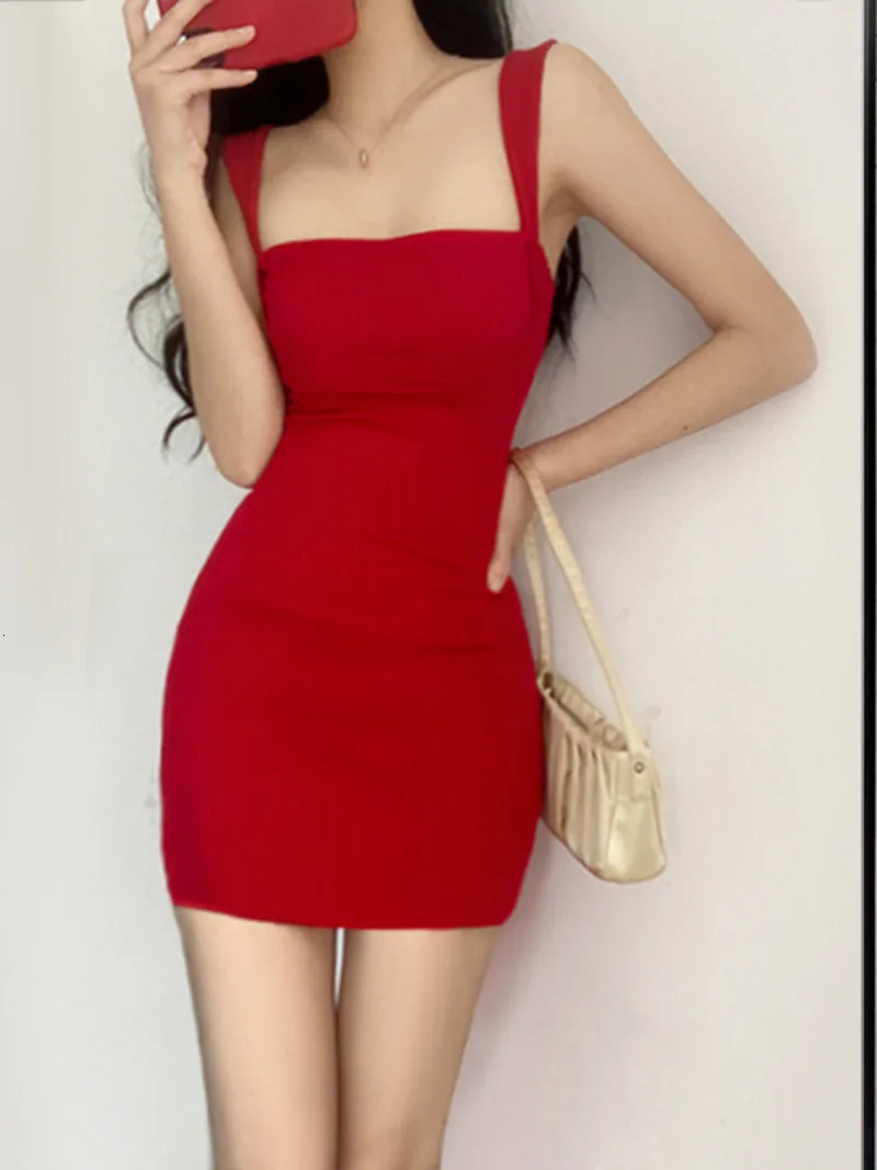 WOMENGAGA Red Dress Mini Summer Sexy Short Female Dress Elegant Sexy Korean Women Dresses Sweet 94S6 240319