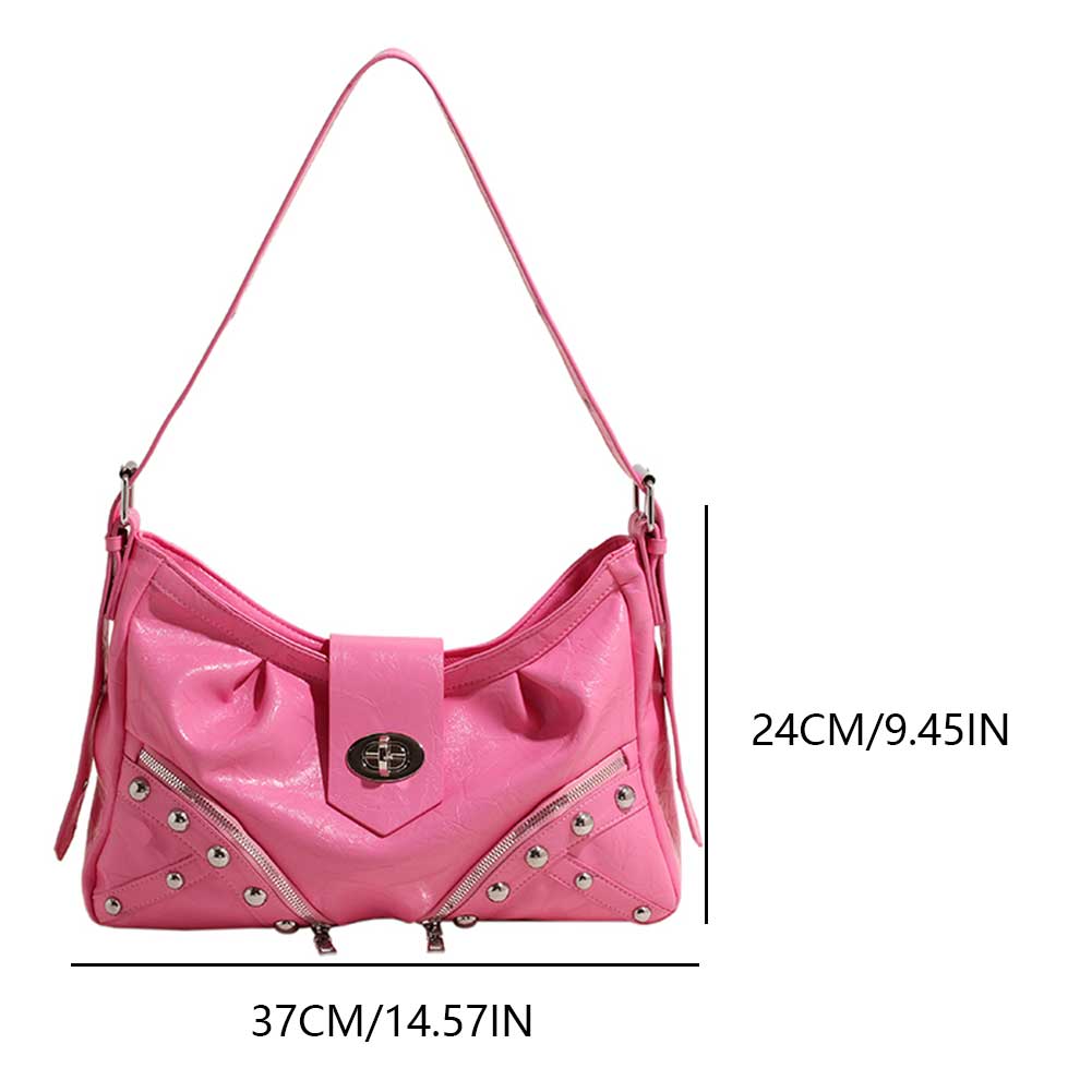Shoulder Bag for Women Y2K Handbag PU Leather Adjustable Strap Underarm Purse with Zipper Hobo Bag for Travel Shopping Work
