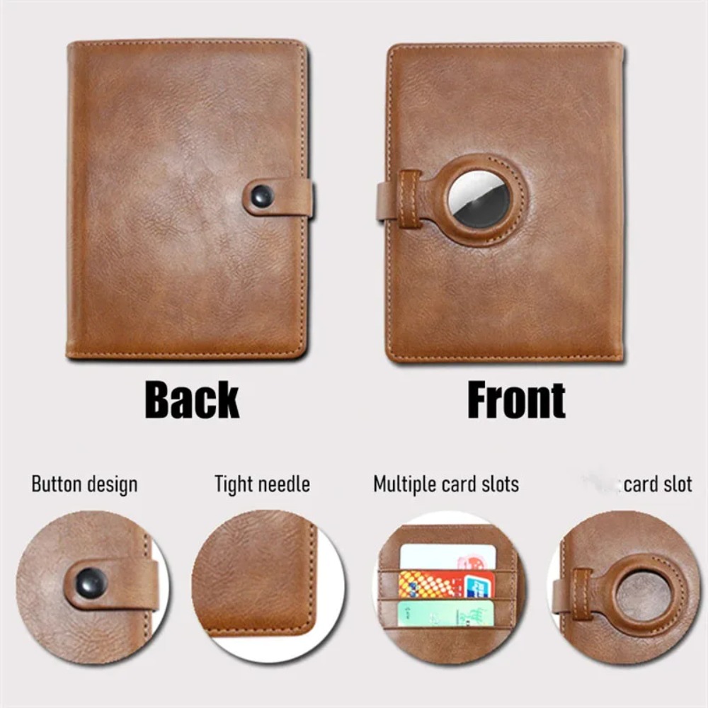 Luxury Minimalist PU Leather For AirTag Wallet Passport Card Protective Case Shockproof Anti Scratch Fall Protection Shell Cover