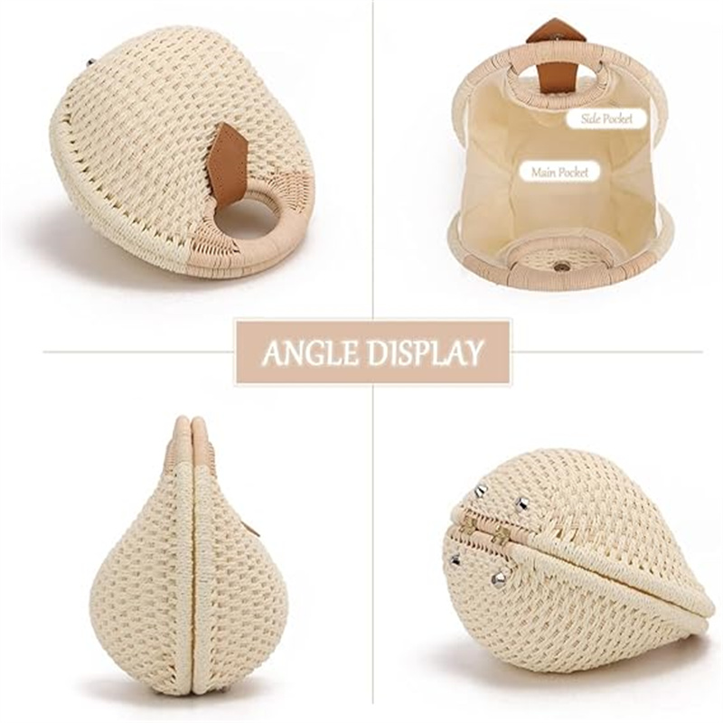 Holiday Shell Handbags Personality Cute Rattan Bag Casual Small Round Tote Woven Female Fashion Beach Bag
