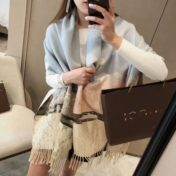 Stylish Women Cashmere Designer Scarf Full Letter Printed Scarves Soft Touch Warm Wraps With Tags Autumn Winter Long Shawls Christmas Xmas Gift nice