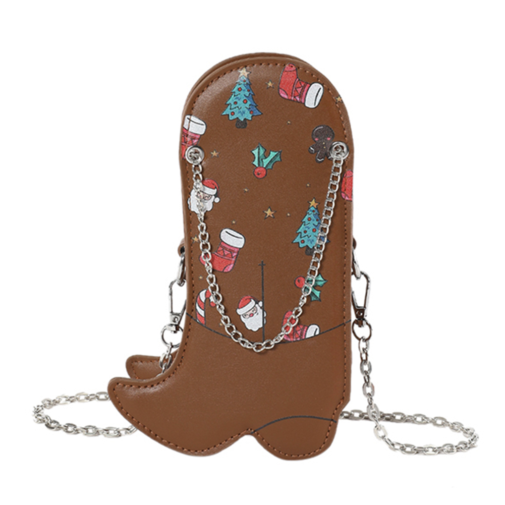Christmas Creative Shoulder Bag Large Capacity Boots Shape Casual Satchel Bag Chain Strap PU Fashion Messenger Bag Funny Handbag