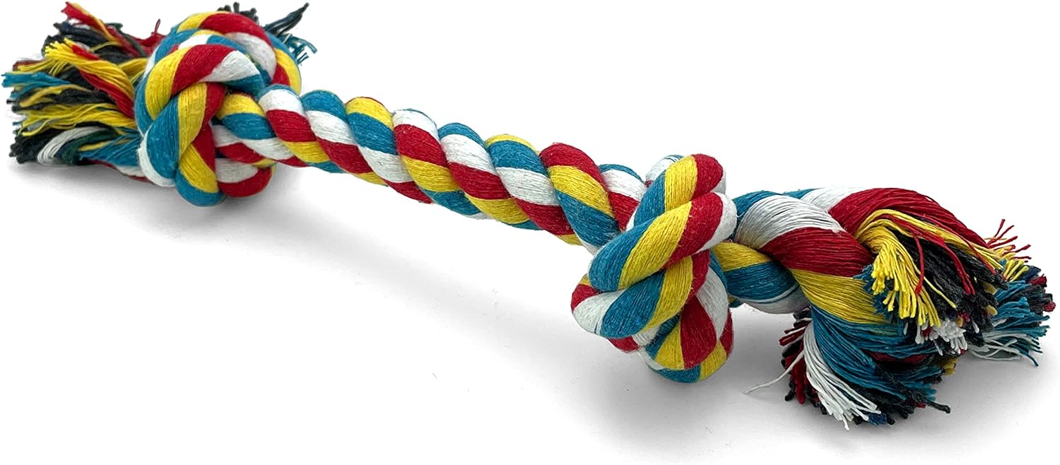 Durable Pet Dog Puppy Double Knot Chew Toy Interactive Rope Knot Toys Clean Teeth Braided Bone Rope Pet Molar Toy Pet Supplies