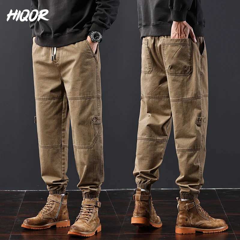 HIQOR Mens Aarmy Green Cargo Pants Autumn Pantalones Cargo Hombre Trousers Male Loose Joggers Sweatpants Brand Mens Clothing LX241107