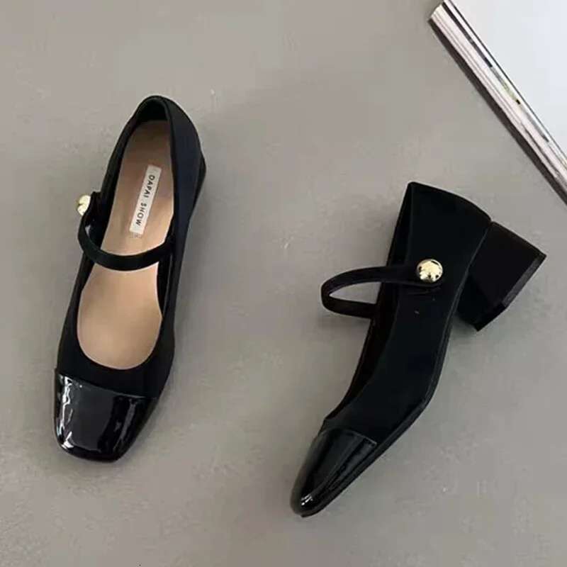 Square Toe Marie Janes High Heels Shoes Summer Women Shallow Shoes 2025 New Designer Dress Shoes Elegant Pumps