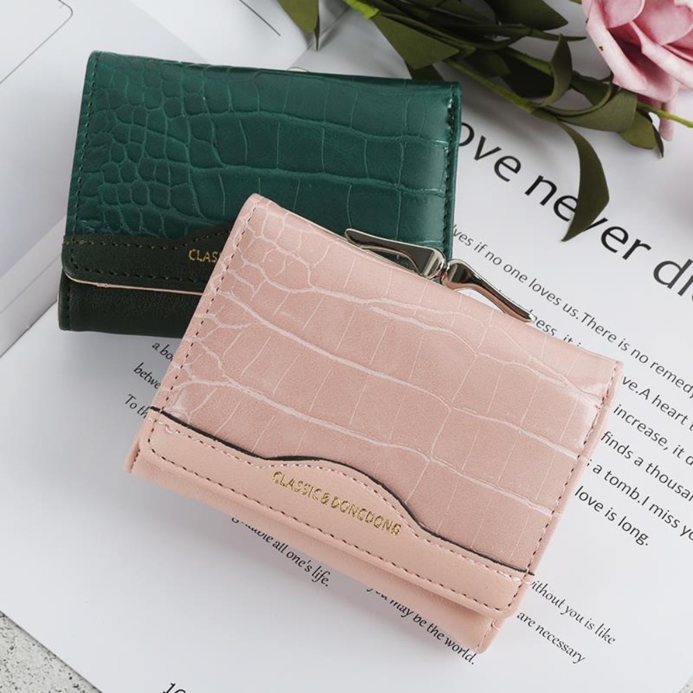 Portable PU Leather Women Wallet Multi-card Crocodile Pattern Female Short Purse Three-fold Simple Coin Purse Women