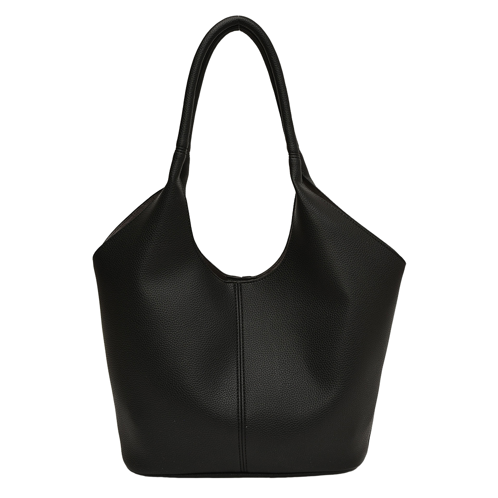Women PU Tote Bag Vegan Leather Bucket Bag Large Capacity Trendy Commuting Bag Solid Color Fashion Shoulder Bag Chic Hobo Bag