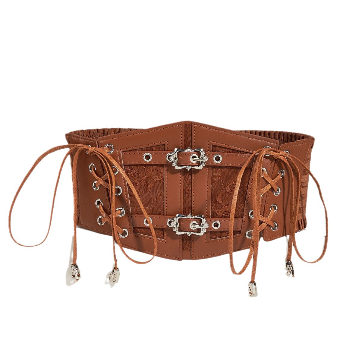 Factory direct lace straps leather waist seal take ladies decorative body shaping Europe and the United States retro metal buckle elastic girdle