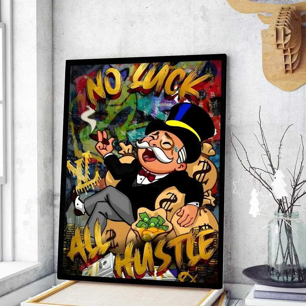 Cartoon Dollar Aalec Monopoly Poster Fancy Wall Stickers Used for Living Room Bar Art Wall Stickers Research Family Life Room Decoration X241107