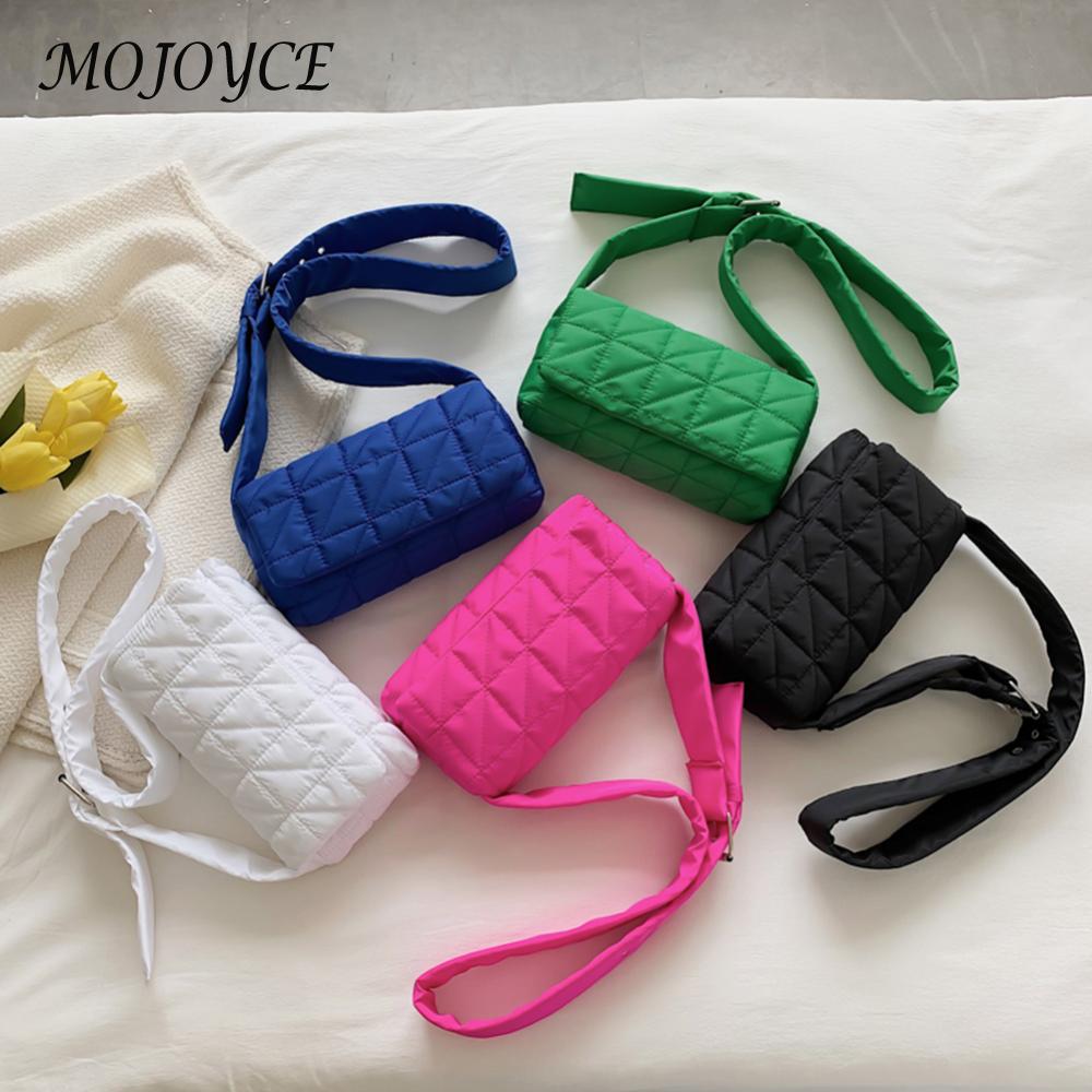 Fashion Padded Quilted Crossbody Bag Solid Color Designer Ladies Satchel Belt Buckle Women Crossbody Purse for Shopping