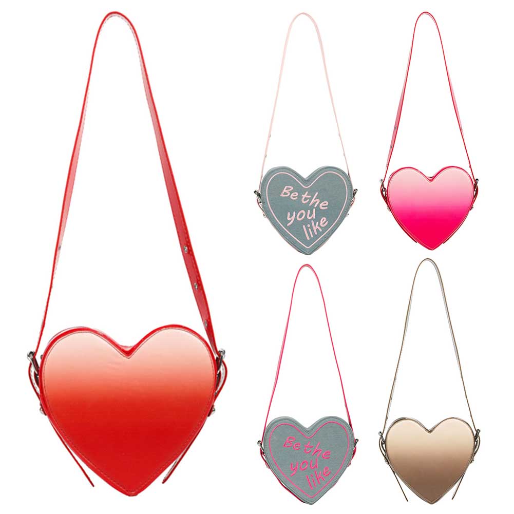 Women PU Heart-shaped Bag Chic Hobo Bag Solid Color Fashion Shoulder Bag Adjustable Strap Top Handle Bag Simple Satchel Purse