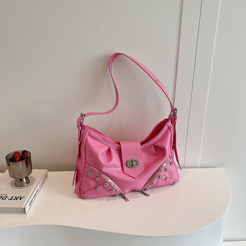 Shoulder Bag for Women Y2K Handbag PU Leather Adjustable Strap Underarm Purse with Zipper Hobo Bag for Travel Shopping Work