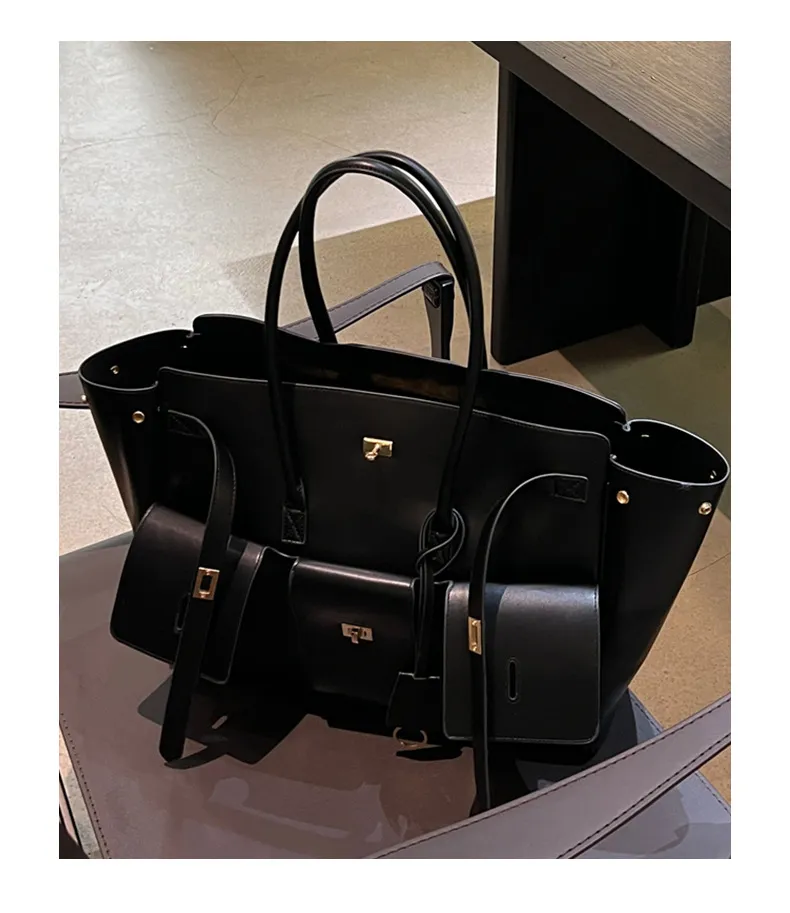 Woman bag tote bag Large Capacity Travel Lage Black Bag High Quality Square Buckle Design Shoulder Handbag Shopper
