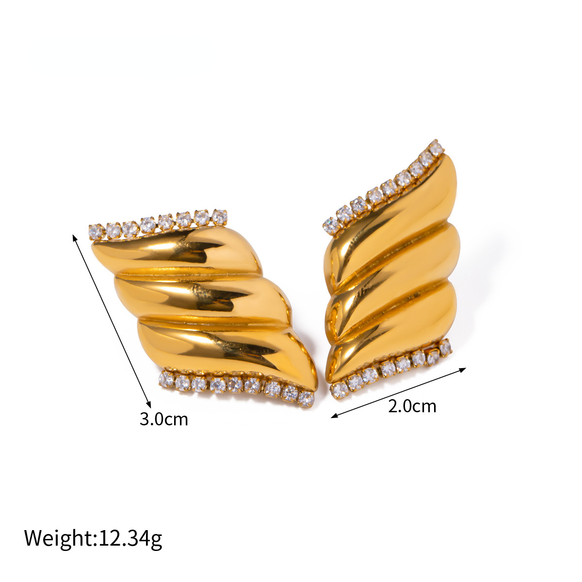 18k Gold Stainless Steel Cubic Zirconia Diamond Earrings for Women Fashion Minimalist Jewelry Factory Wholesale