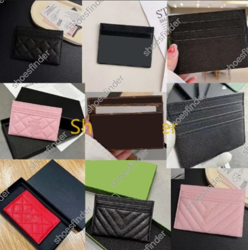 Designer Credit ID Card Holder Sheepskin Leather Wallet Money Bags Plaid Cardholder Case for Men Women Fashion Mini Cards Bag Coin Purse NO Box