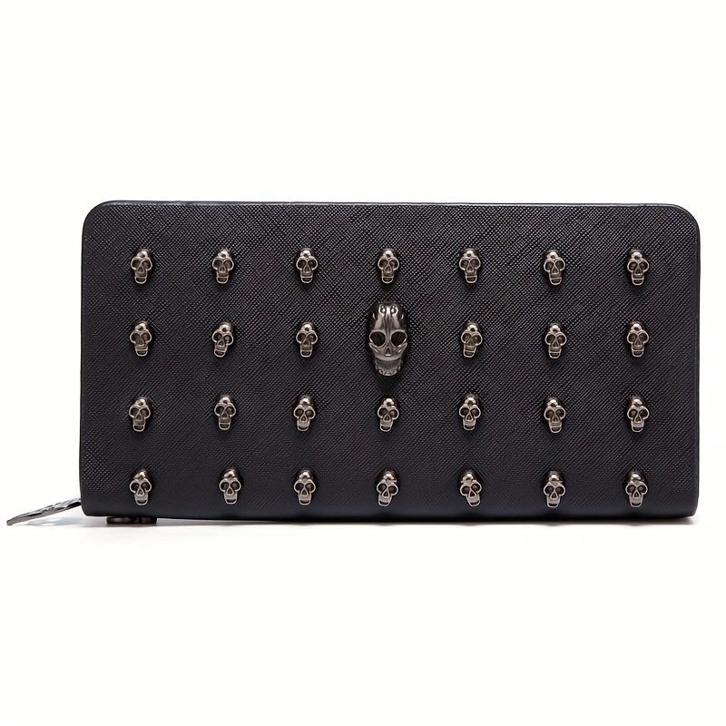 Fashion Metal Skull Women's Wallet Large Capacity Mobile Phone Bag Designer Card Bag