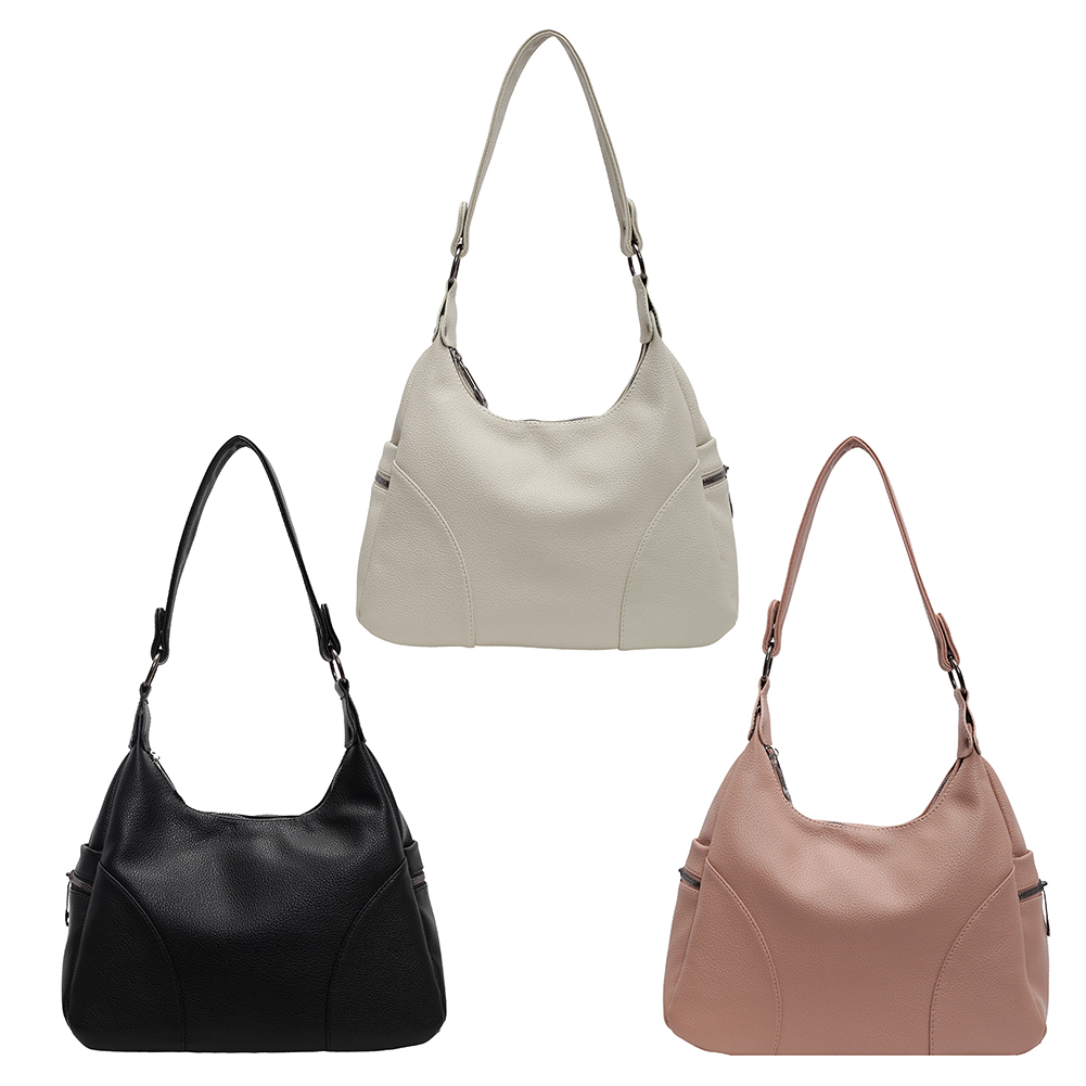 Women PU Fashion Shoulder Bag Large Capacity Casual Handbag Adjustable Strap Trendy Satchel Bag Multi-pockets Chic Hobo Bag