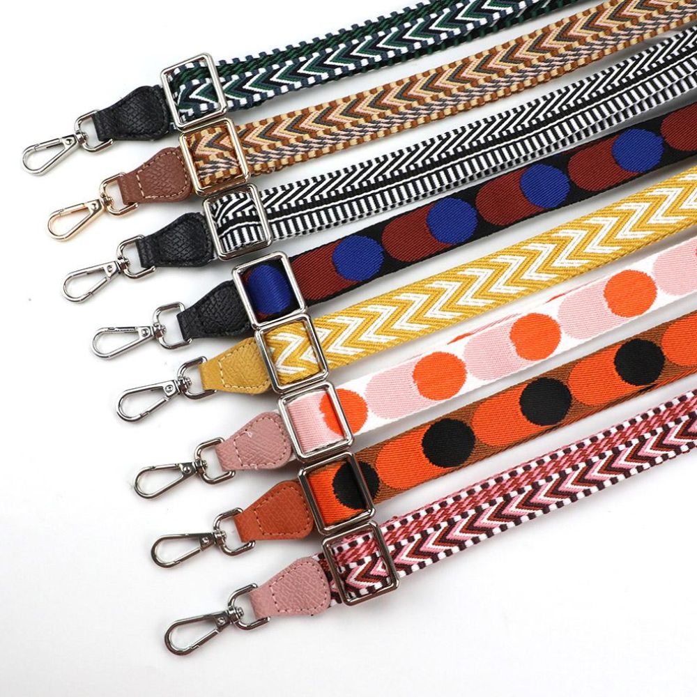 Hot Sale Replacement Wide Shoulder Bag Strap Thick Canvas Jacquard Crossbody Bag Strap With Metal Clasps Women Wide Handbag Belt