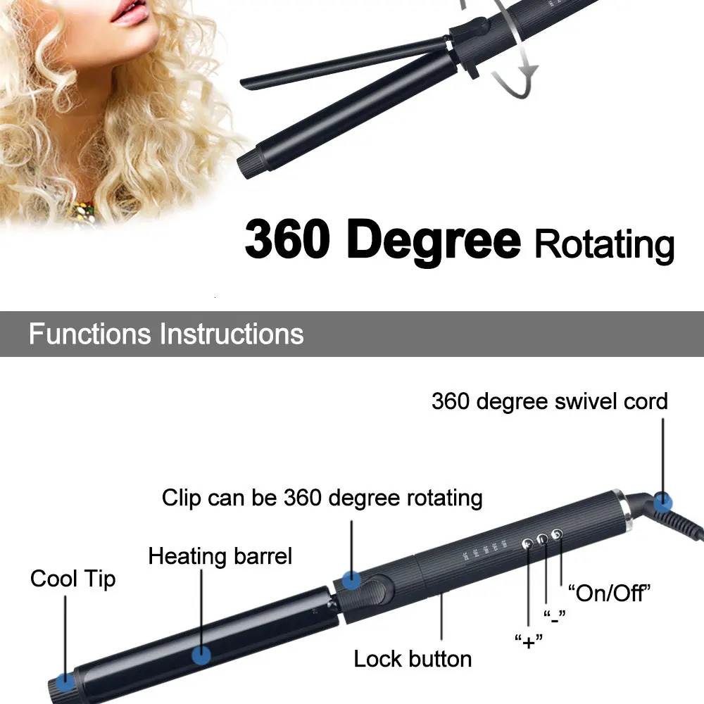 Professional Rotating Iron Curling Roller Nano Black Hair Curler With 230 Degree X251027