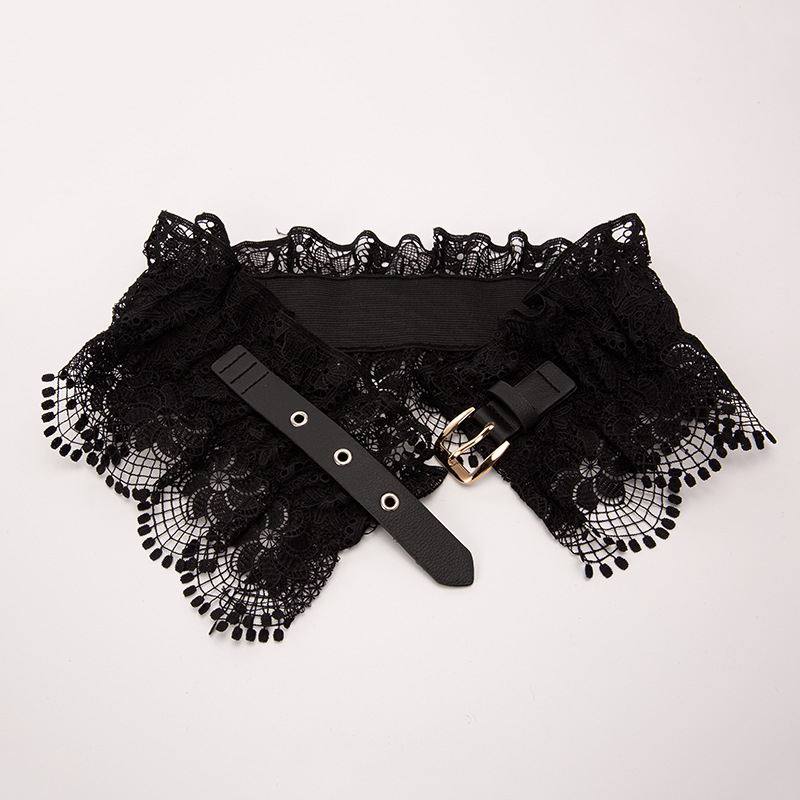 2023 Spring New Fashion Lace Waistband Stretch Outer Wear Wide Waist Outer Take Dress Shirt Netflix Matching Goddess