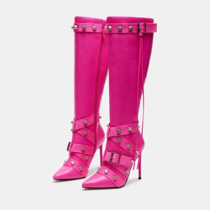 Autumn Winter European And American Style Rivet Motorcycle Women's Sexy Nightclub Spicy Girl Zipper Boots