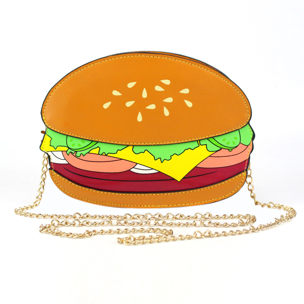 Woman Hamburger Cupcake PU Chain Bag Popcorn Fries Crossbody Messenger Bags
