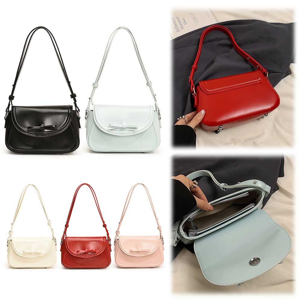 Women Small Underarm Bag PU Leather Leisure Armpit Handbag Solid Color Travel Underarm Handbag Girls Outdoor Daily Bag