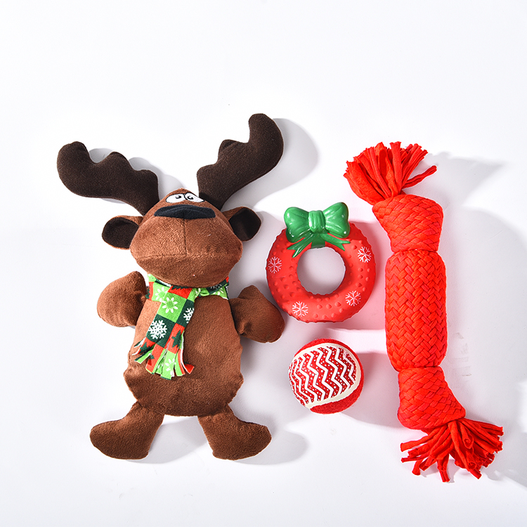 Petstar Interactive Durable Pet Puppy Rope Ball Chew Christmas Gift Dog Toy Set