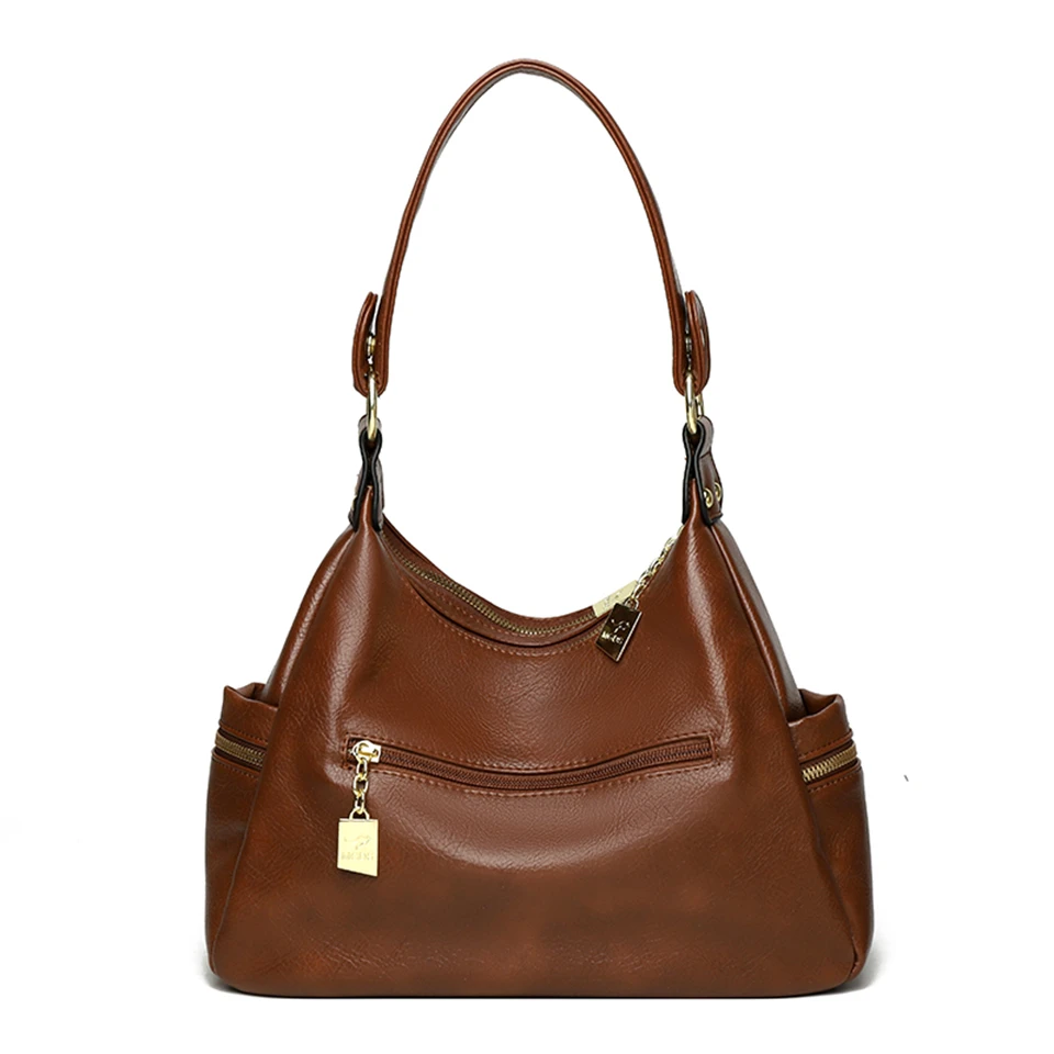 Vintage Leather Shoulder Bag For Women Luxury Women’s Large Capacity Handbag Casual Shoulder Bag Fashionable Versatile Bag