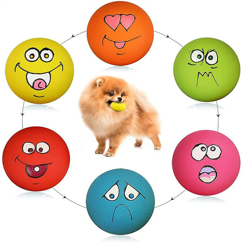 Smile Face Dog Squeaky Toys Soft Latex Puppy Pet Dogs Squeak Balls