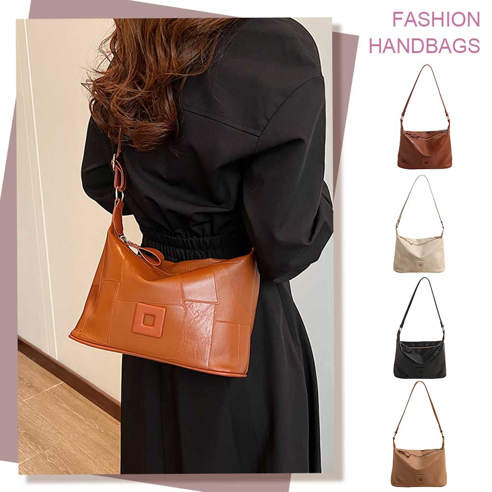 Women Crossbody Bag with Zipper PU Leather Small Tote Bag Pocket Satchel Purse Hobo Bag Travel Commuter Bag